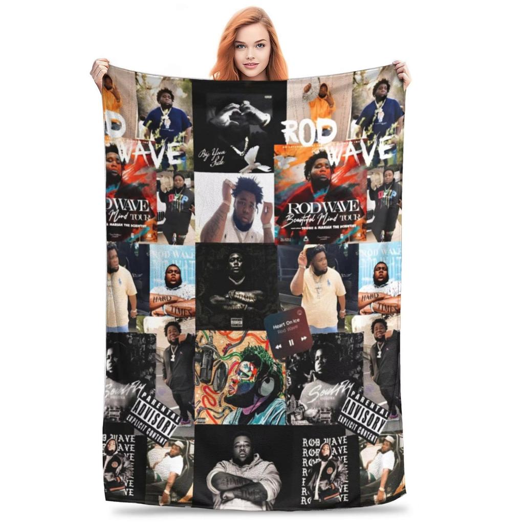 Rod Wave Hip Hop Rapper Blanket Cover Singer Last Lap Album Flannel Throw Blanket Portable Lightweight Multi-function Thin Quilt