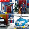 Animated Christmas Village Police Station Lighted Musical with Moving Car & Rotating Helicopter Collectible Building for Holiday