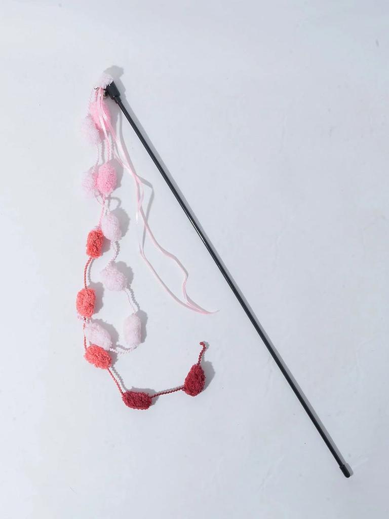 Cat Tassel Toy Plush Balls Cat Teaser Wand Cat Interactive Toys Funny Bell Ribbon PoleTeaser Wand Pet Cat Supplies Cat Accessory