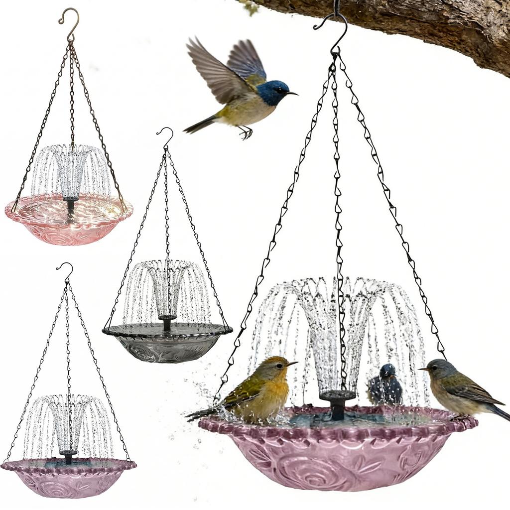 Outdoor Hanging Bird Bath with Solar Fountain Hanging Solar Bird Bath Fountain for Outdoor Garden Backyard Patio Lawn