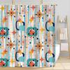 Mid Century Shower Curtain, 72x72inch, Modern Abstract Retro Colorful Striped Geometric Shower Curtain Sets 1950s Boho Bathroom Shower Curtain with