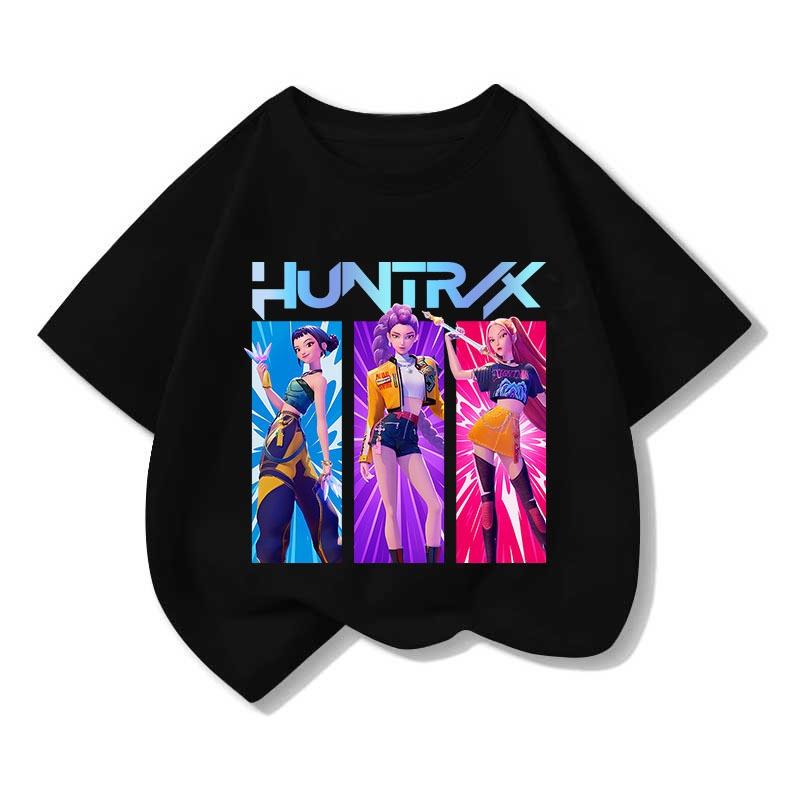 GLYDE Cool Kpop Hunter Girl Group Pattern Print T Shirt Casual Sports Short-Sleeve T-Shirt  Leisure and Versatile S