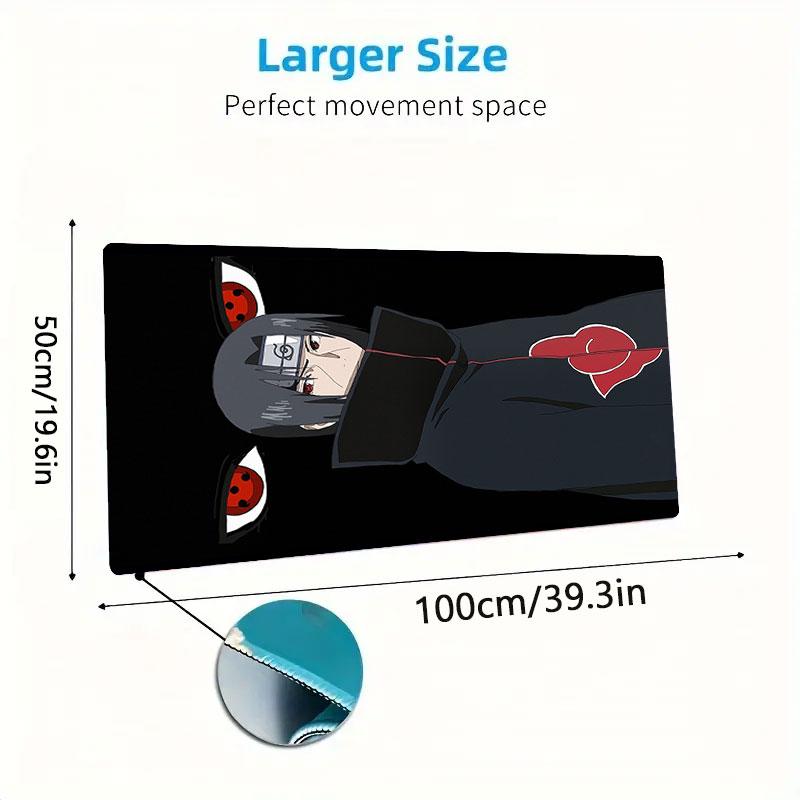 Uchiha Sasuke Mouse Pad, Large Gaming Desk Mat, Non-slip XXL Mousepad for Laptop & Tablet, Mini PC Playmat with Stitched Edges