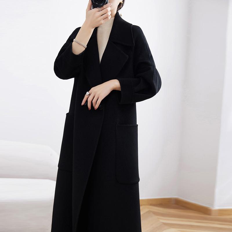 100% Wool Women Coat Autumn Wool Long Coat Handmade Pea Coat Winter Warm Wool Long Jacket Overcoat
