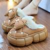 Fashion New Autumn waterproof mules shoes for women winter fluffy bow slippersoutoor fur slides  fashion 6 cm platform home slipper