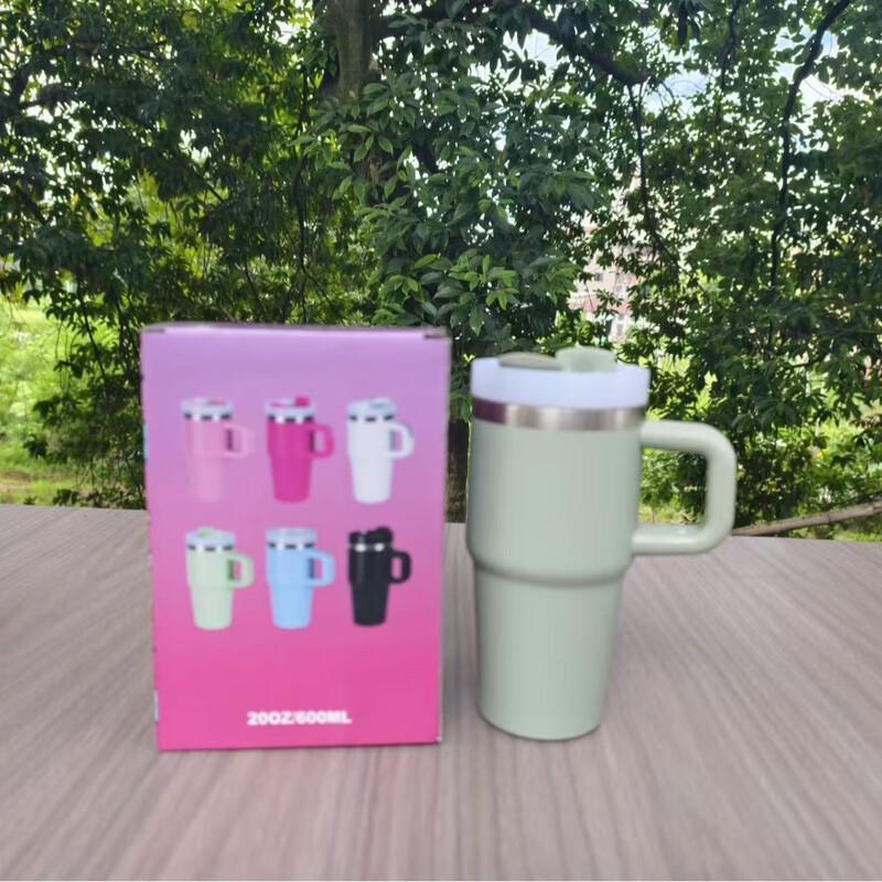 Insulated Stainless Steel Car Cup with Handle and Straw