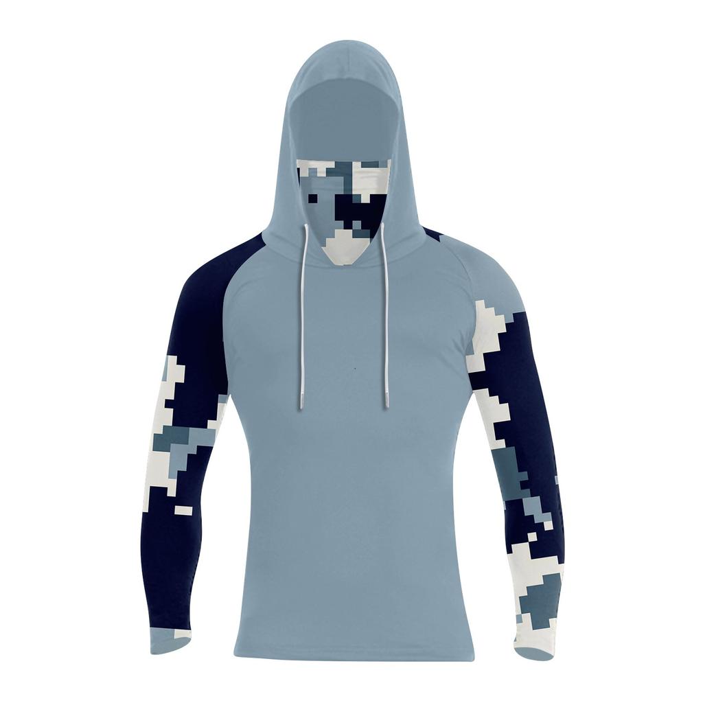 Herre Performance Fiske Raglan Hettegenser - UPF 50+ UV Langermet Solbeskyttende Skjorte med Nettingvisir