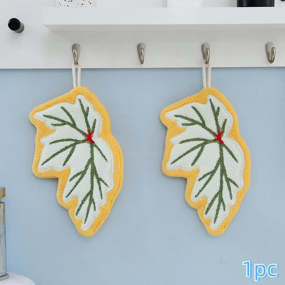 Leaf Wipe Hand Towel Coral Fluff Towel Kitchen Cleaning Household Soft Absorbent Creative Hanging Bathroom Hand Towel