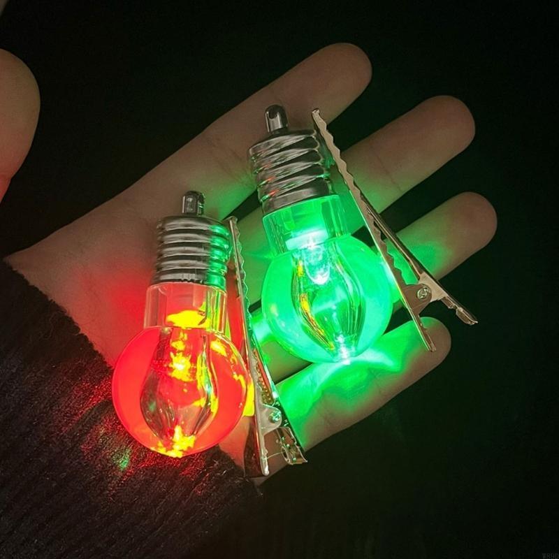 2PCS Led Hair Barrettes Glowing Hair Clip Light Bulb Hair Clip Bulb Hairpins
