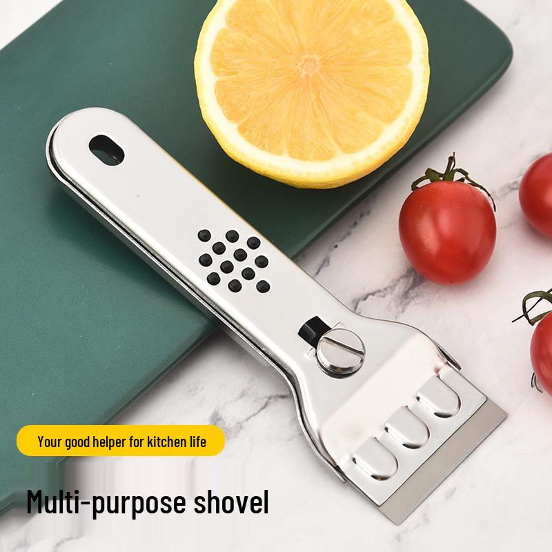 Stainless Steel Multifunctional Cleaning Scraper for Range Hoods, Glass, Tile, and Ice.