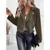 TIFICY Women's Fashion Casual Solid Color Print Autumn Winter Long Sleeve POLO Neck Jackets & Coats