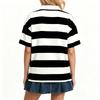 Women’s Casual Striped Polo Collar Loose Fit Short Sleeve Top Relaxed Style Pullover Shirt for Everyday Wear