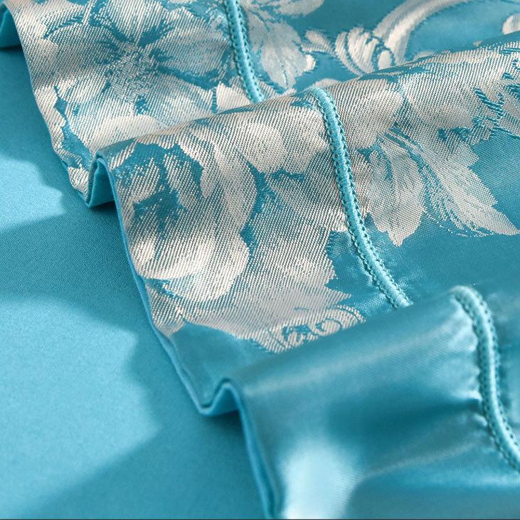 Avrupa saten jakarlı nevresim çarşaf dört parçalı set işlemeli üç parçalı set