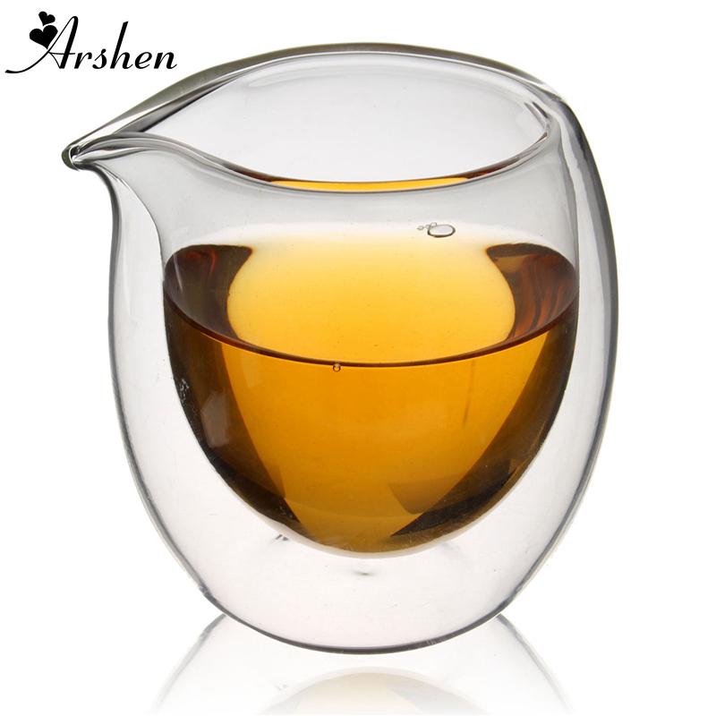 Arshen Handmade 200ml Clear Heat Resisting Double Wall Layer Tea Cup Pitcher Heat Insulation Chinese Kongfu Tea Cup Coffee Cups 200ml