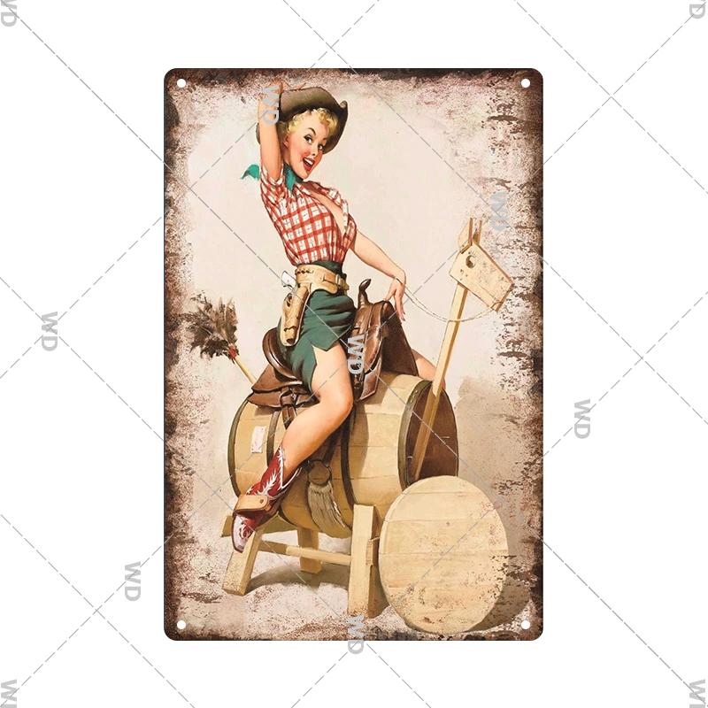 Retro Pin Up Girl Amerikanischer Stil Blechschild Metall Vintage Plakette Wandschilder Metallposter Platte Garage Schlafzimmer Man Cave Geschenk Dekor