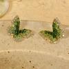 S925 Silver Needle Mori Green Butterfly Stud Earrings Women's Light Luxury Delicate Earrings 2025 Popular Ears