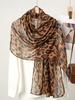 Elegantes Damen Vintage Durchsichtiges Leopardenmuster Seidenschal Kopftuch Wickeltuch Schal Sonnenschutz Bandana Hijab Damen Schal Pareo Sommer Neu