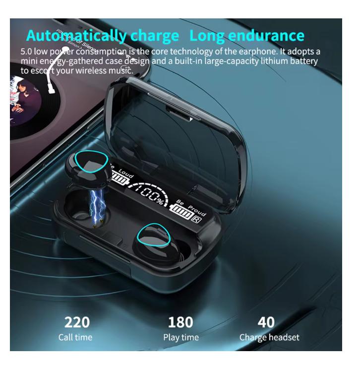 2025 New Arrival M10 Earphone Wireless Headset High Quality Perfect Sound Earbuds Sports Game Music BT Headphone with Power Bank
