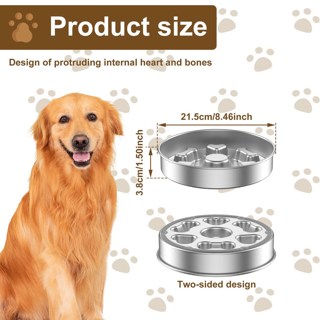 Slow Feeder Dog Bowl Stainless Steel Cat Eating Bowl with Nonslip Bottom Square/Round Anti Suffocation Pet Bowl Pet Supplies