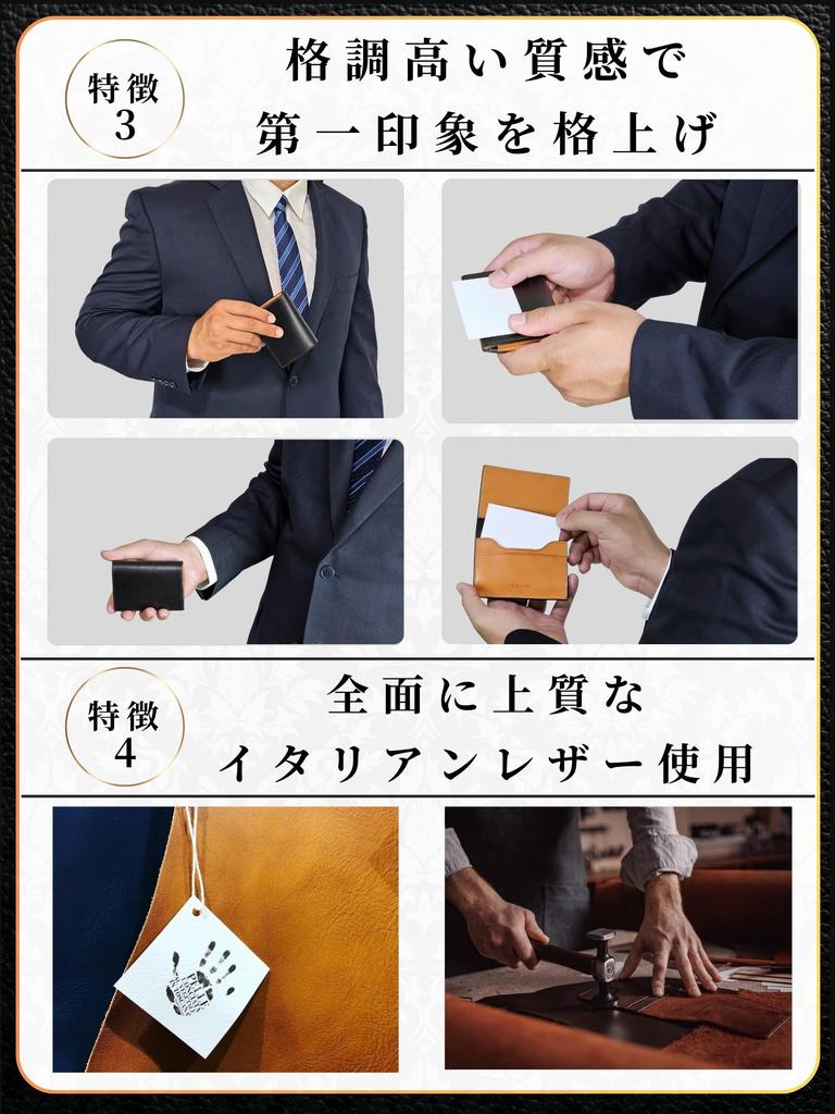 Business Card Holder for Men and Business Card Luxury Italian Large Business Card Men and Genuine Leather [Fabrizio] Women, Case, Leather, Thin,