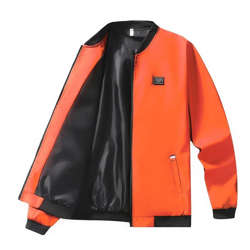 

4XL Men s Jacket Autumn Thin Long Sleeve Baseball Uniform Windproof Cycling Jacket Solid Zipper Casual Jacket XS помаранчевий