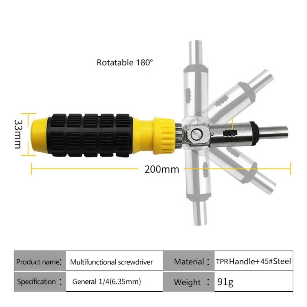 1/4 Inch Hex Ratchet Screwdriver Adjustable Angle Spanner Left/Right Rotating 180 Degree Ratchet Wrench Tool Accessories
