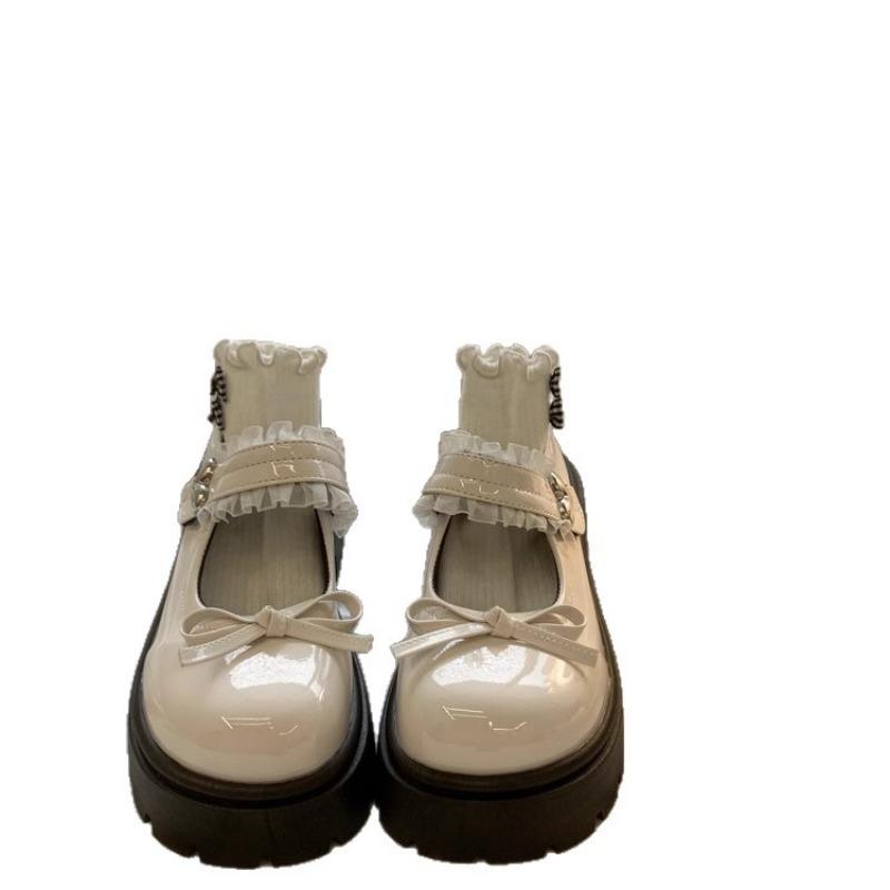 Heart-shaped Buckle Mary Jane Shoes Autumn New Small Thick-soled Heightening Small Leather Shoes Versatile Casual Women's Shoes