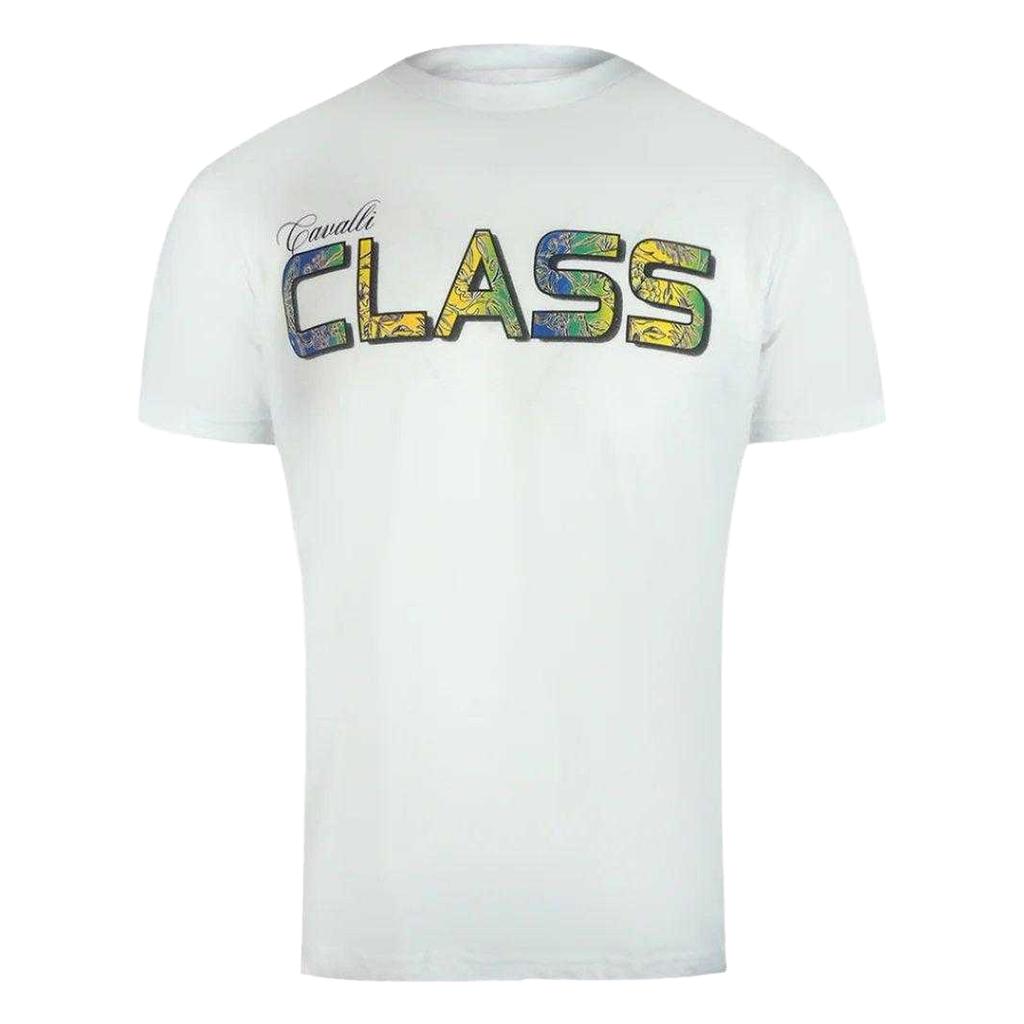 Cavalli Class Mens Vibrant Floral Logo T-Shirt