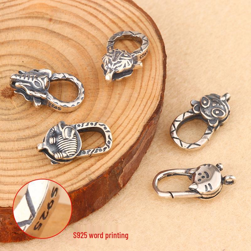 Tingxiang S925 Sterling Silver Retro Animal Clasp for Pearl Necklace & Bracelet DIY Jewelry.