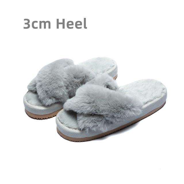 Warm Fluffy Slippers Women Cozy Faux Fur Cross Indoor Floor Slides Flat Soft Furry Shoes Ladies Female Celebrities Flip Flops