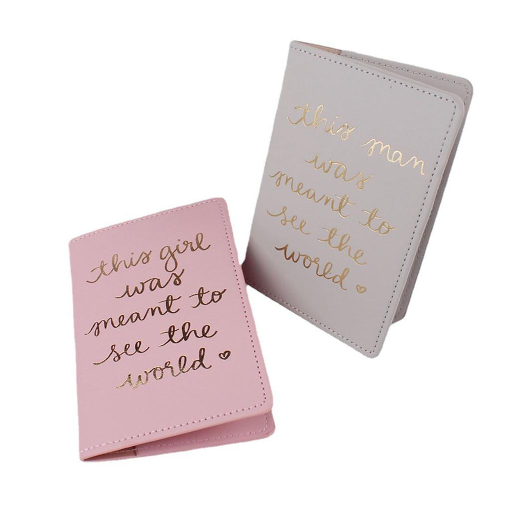 Lover Couple Passport Cover Holder Hot Stamping Letters for Women Men Travel Fashion Weddings Gift