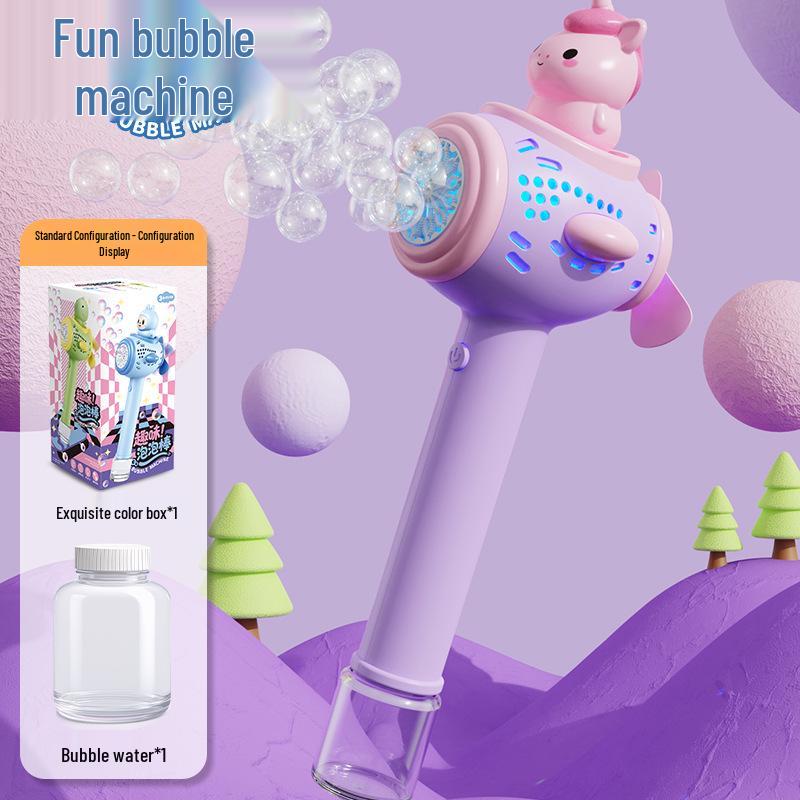 Unicorn Electric Bubble Maker: Kids' Automatic Light-Up Bubble Gun Gift