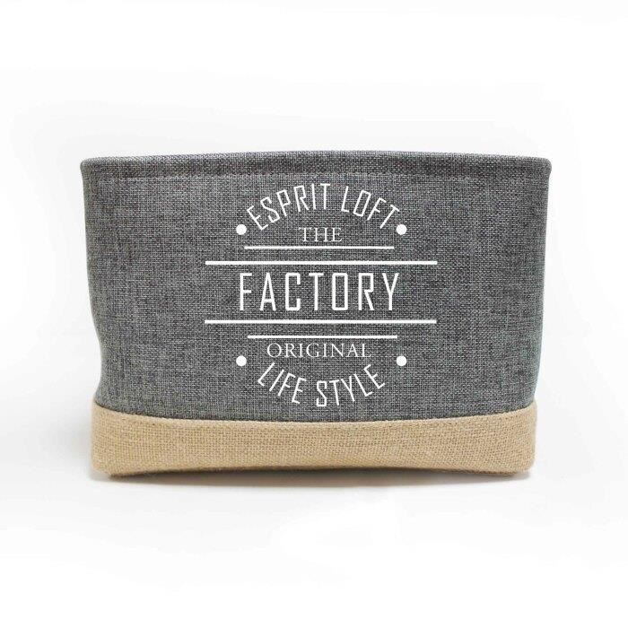 Basket - LIFE STYLE - 34x24x22 Cm - Printed Polyester - Jute - Grey