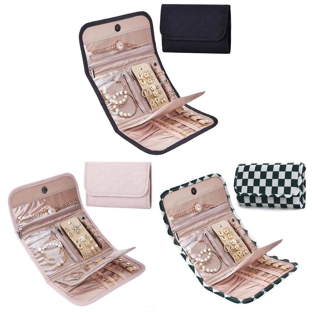 Jewelry Organizer Bag With Foldable Design For Travel And Gift Use