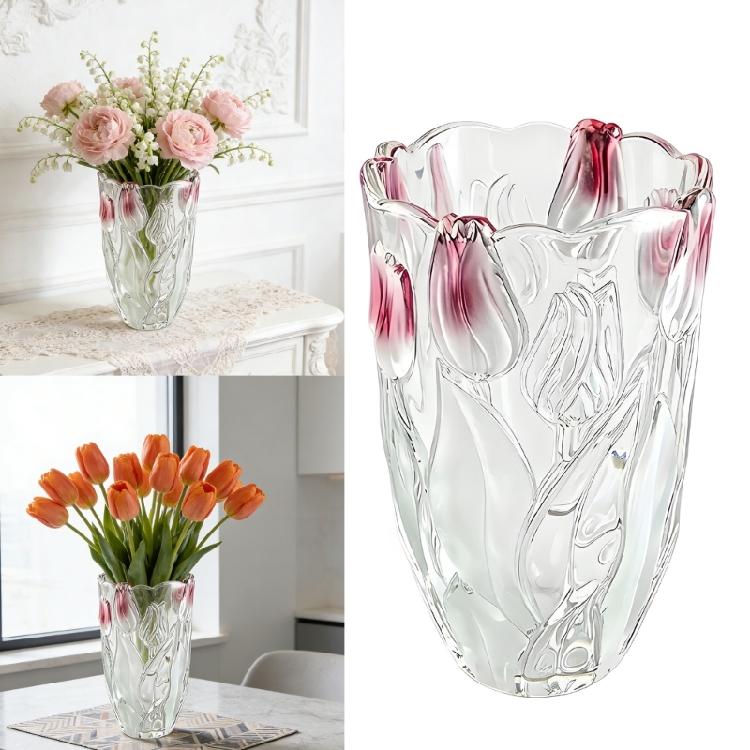 Eleganti Vasi da Fiori in Vetro con Base Stabile Forma Creativa a Tulipano Vasi di Cristallo per Esporre Vari Allestimenti Floreali