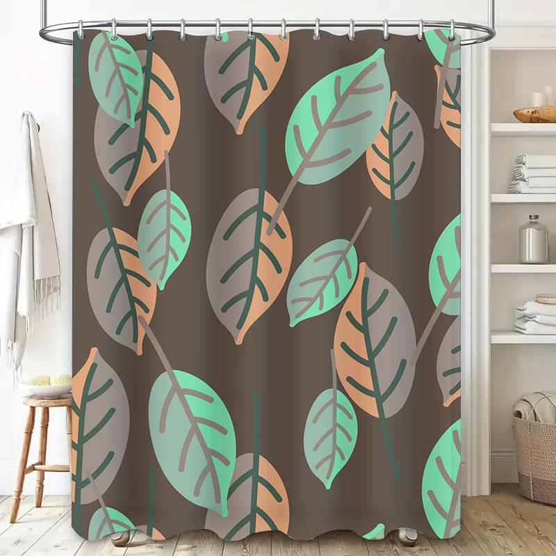 Blattmuster Duschvorhang Wasserdicht Polyesterstoff Badezimmer Dekor Anpassbare Größe Verschiedene Farben Erhältlich Modern Functio
