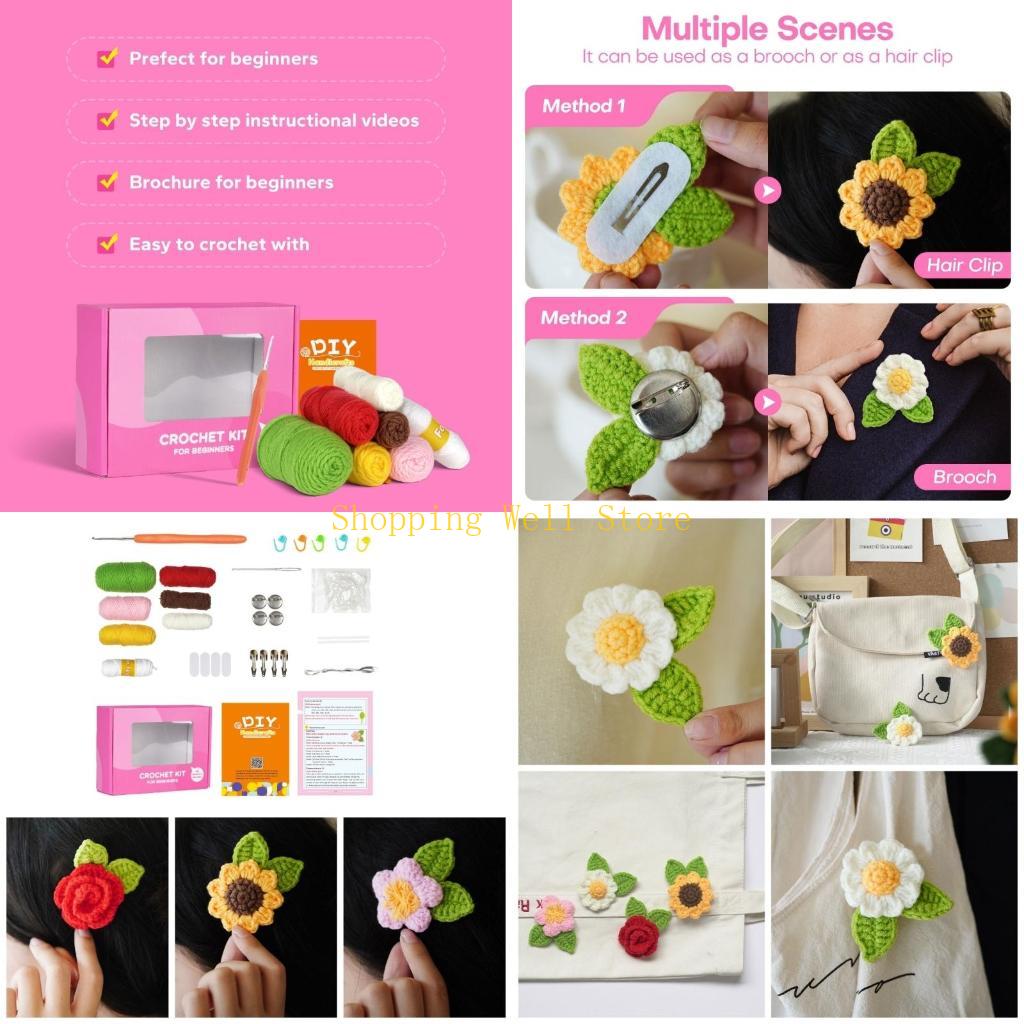 KX4B DIY Crochet Starter Kits with Yarn Crochet Hook Needle Knitting Marker Knitting China Mainland