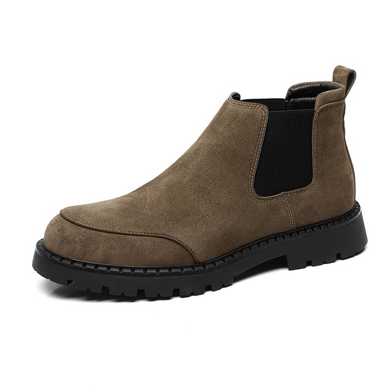 Autumn and winter Chelsea boots leather comfortable breathable retro British short boots casual Korean version high-top versatile platform men's shoes