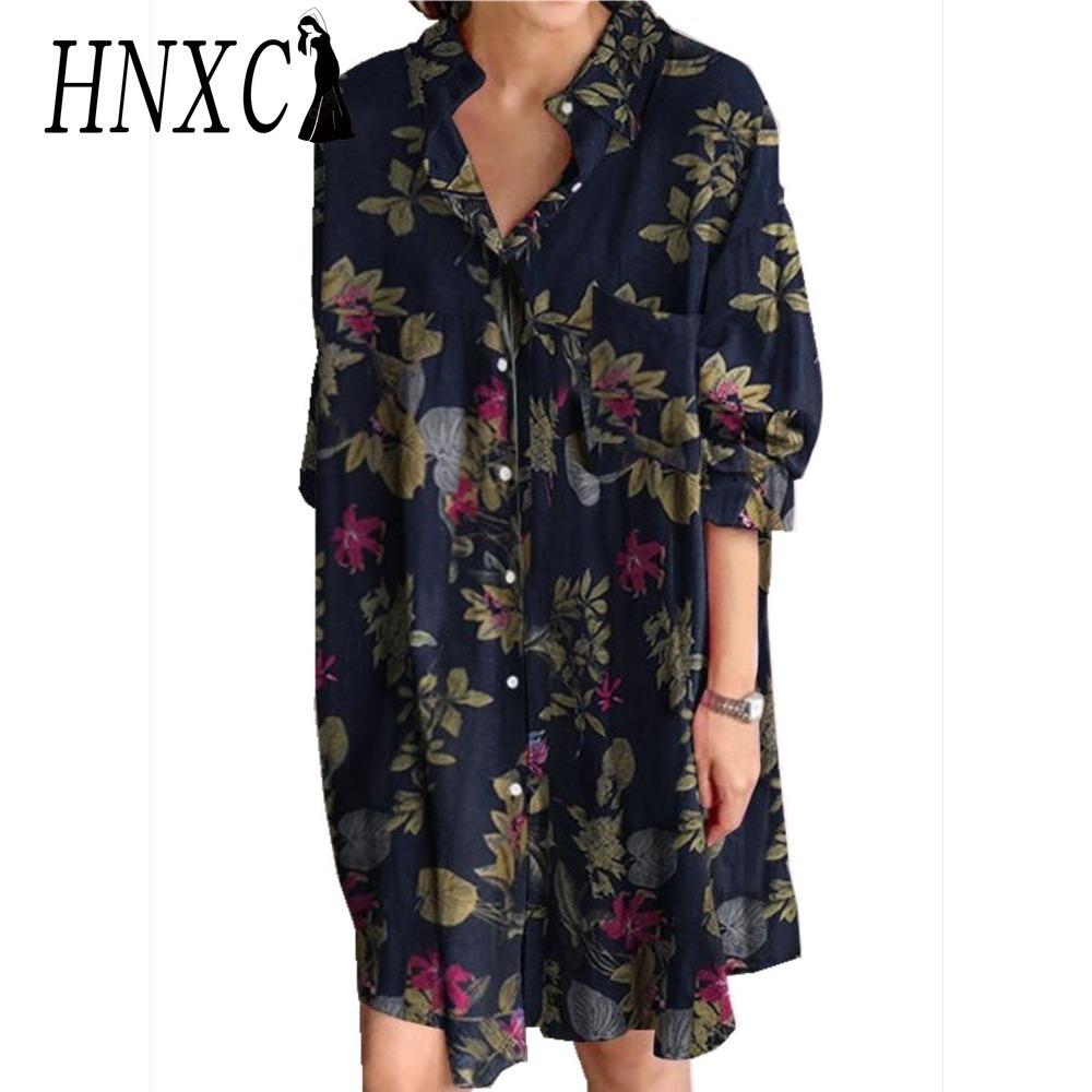 

HNXC Женское платье-рубашка с отложным воротником и длинными рукавами, летняя мода, платье с принтом в клетку XXXXXL темно-синий