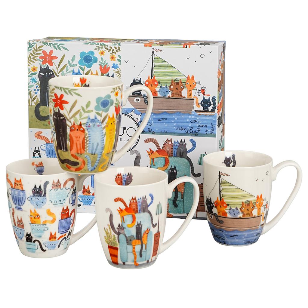 Set 4 Tazze Mondo dei Gatti 4X 360 Ml