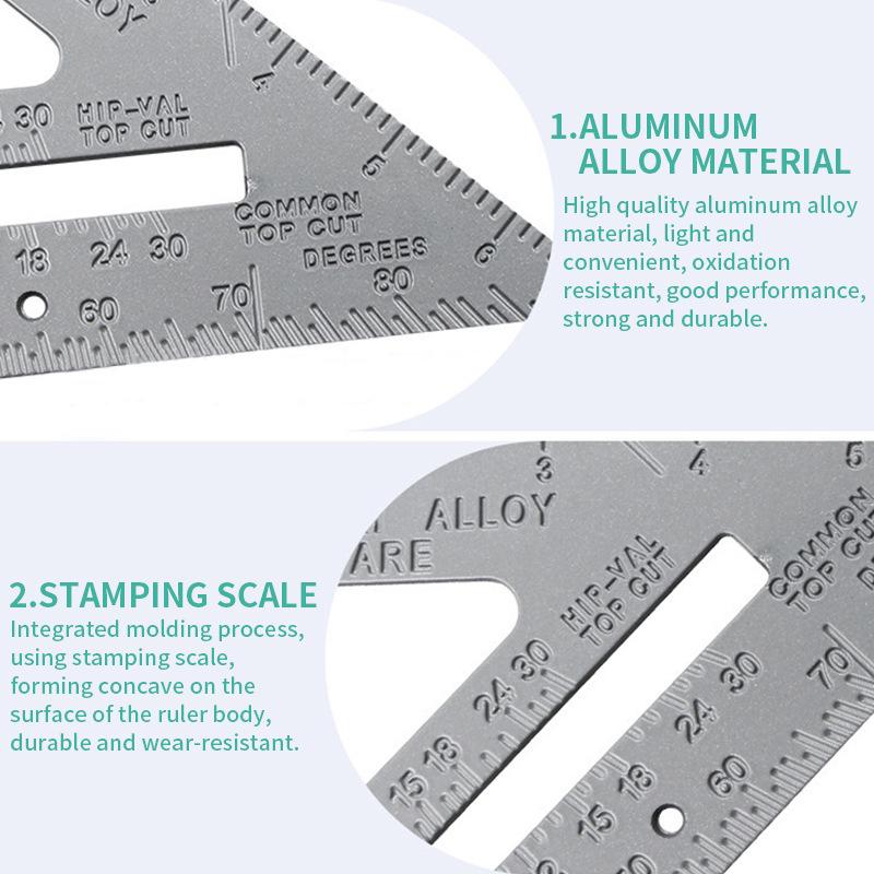 Silver 7-inch Imperial Aluminum Alloy Right Angle Set Square for Woodworking