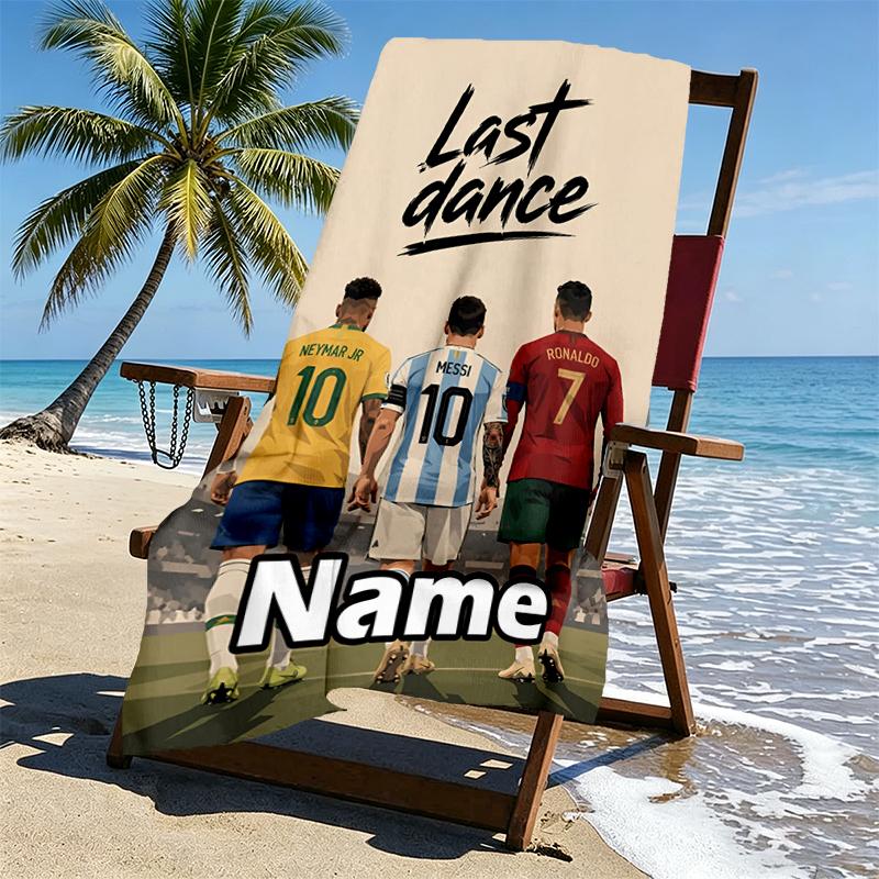 Custom Name Personalized Real Madrid Print Beach Towel, for Trip Camping Beach Party Home Decor, Birthday Gift for Family & Friends