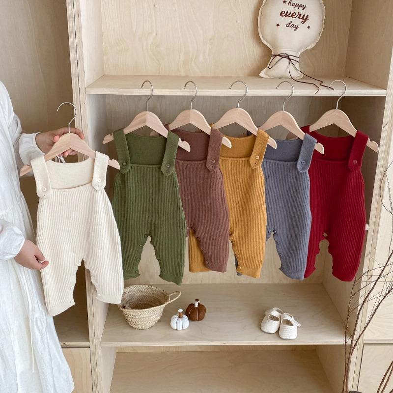 Baby Suits Autumn Knitted Versatile Overalls Boys Girls Woolen Long Pants  Infants Toddlers
