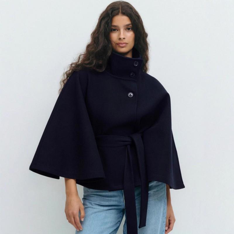 Womens Stand Collar Lace-up Jacket Loose Fit Casual Short Coat 2025