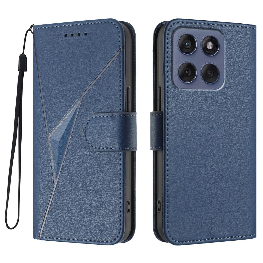 For Motorola Edge (2025) 5G/Edge 60 5G/60 Fusion 5G Case Triangle Imprint Leather Phone Cover with Lanyard