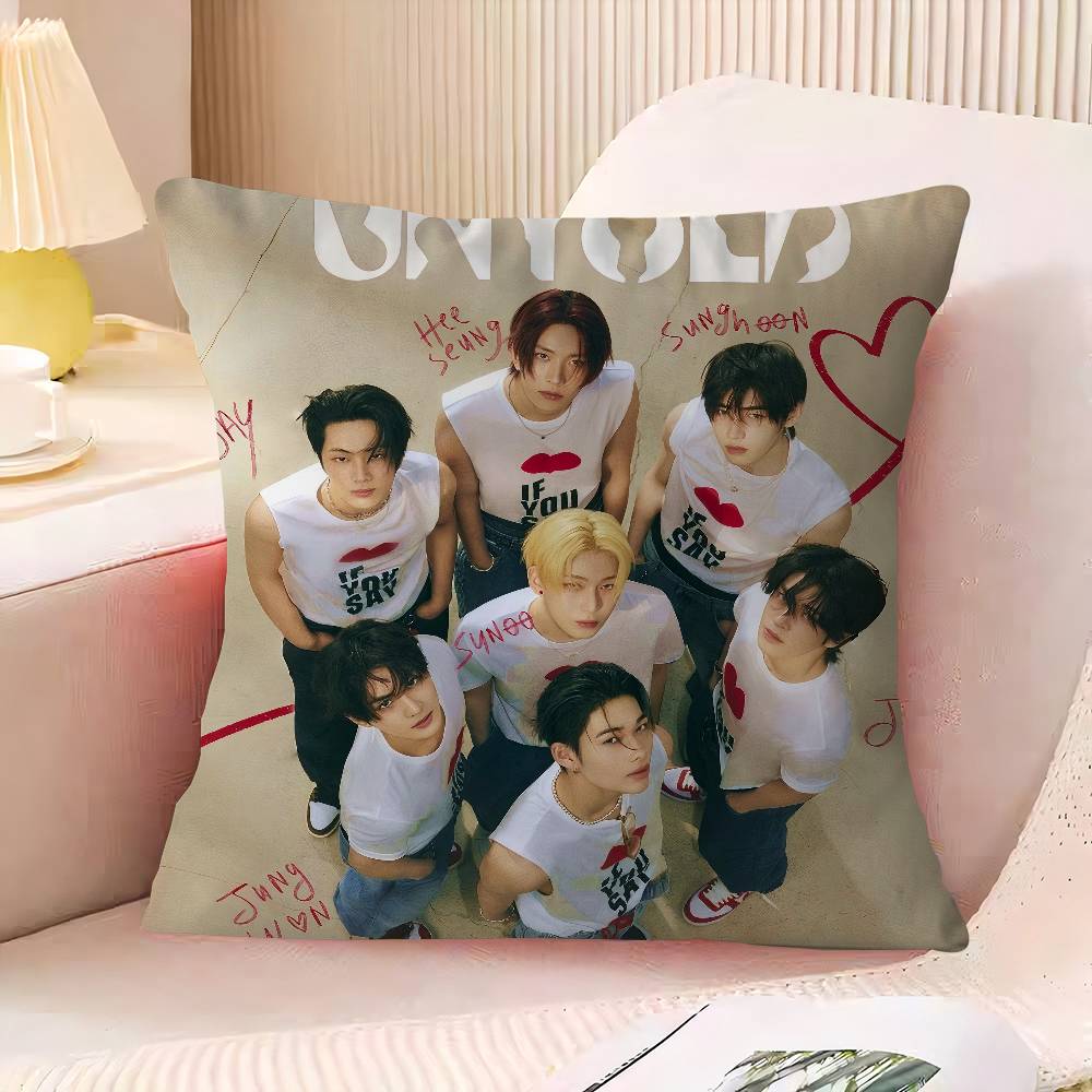 

E-ENHYPEN Pillowcase 45x45cm Cute Pillowcase Living Room Sofa Cushion Cover Bedroom Home Decoration Children s Gift 24x24Inch