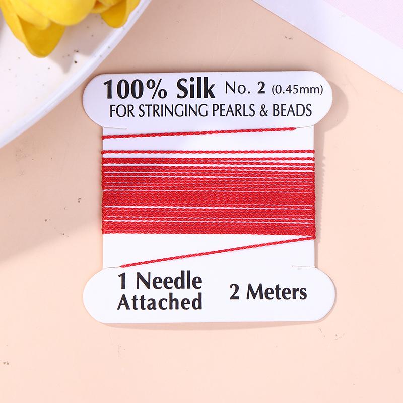 2# 0.45Mm 10Szt./Worek Ręcznie Robiony 100% Naturalny Jedwabny Sznurek Lina Z Nawlekaną Jedwabną Nicią Igła Końcówka Jedwab Do Tworzenia Biżuterii DIY