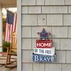 Wooden Independence Day Sign Hanging Decor, Vintage American Flag Patriotic Wall Plaque with God Bless America for 4th of July Party, Farmhouse