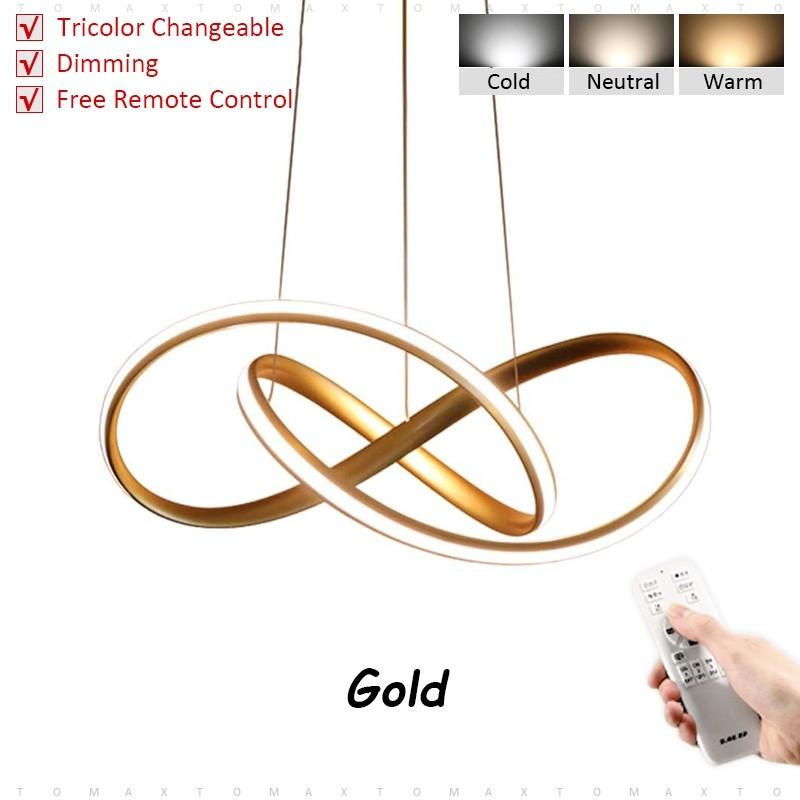 59W Tricolor Changeable Bedroom Office Hanging Lamp Living Room Decoration Suspension Lamp LED Modern Pendant Light