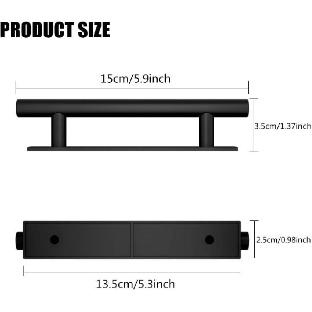 Self-Stick Push Pull Helper ABS Plastic Wardrobe Handle Instant Cabinet Drawer Furniture Handles (Black, 16)